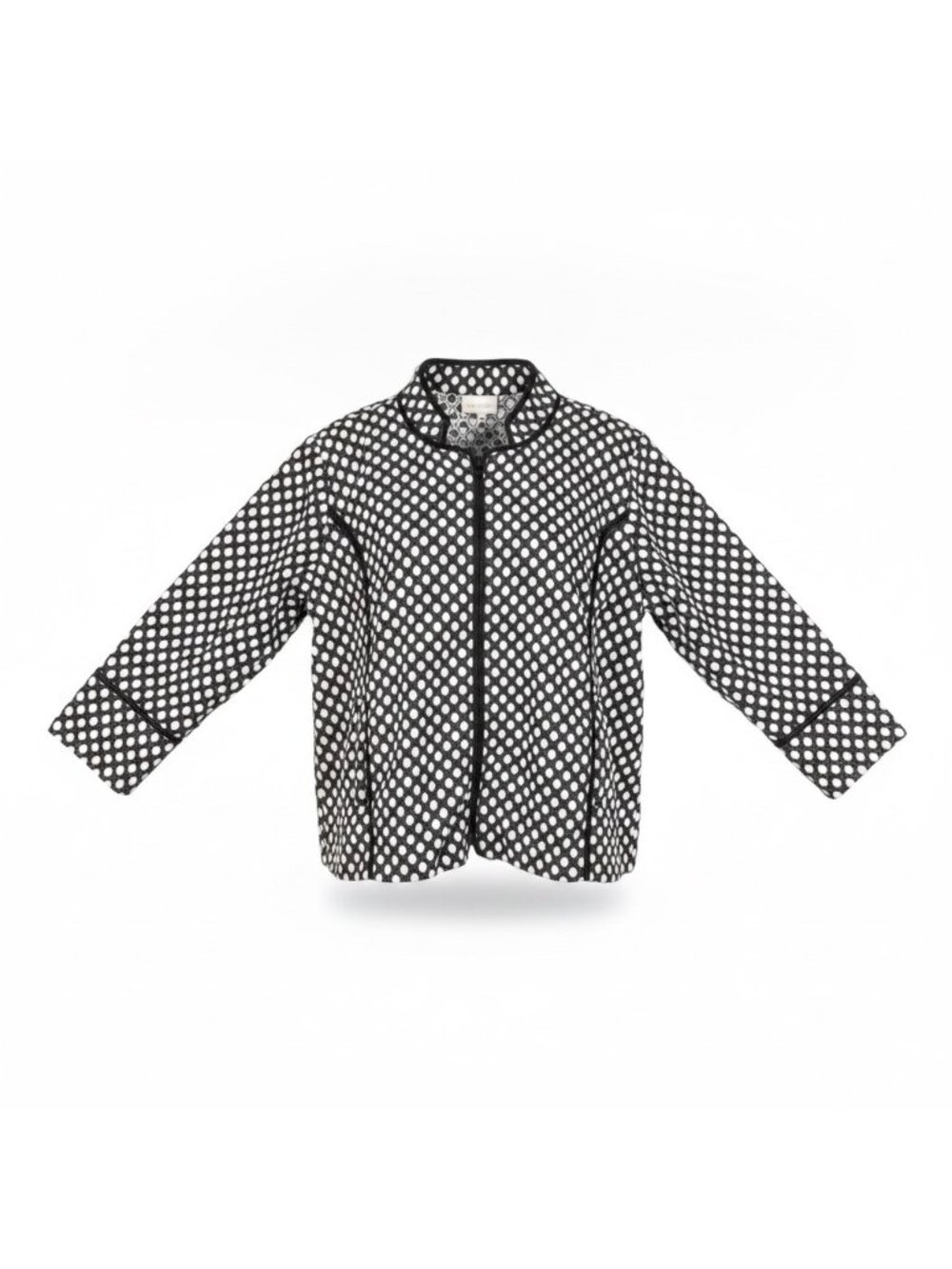 Chicos Womens Black/White Polka Dot Jacket Button Front Layers Size 3
